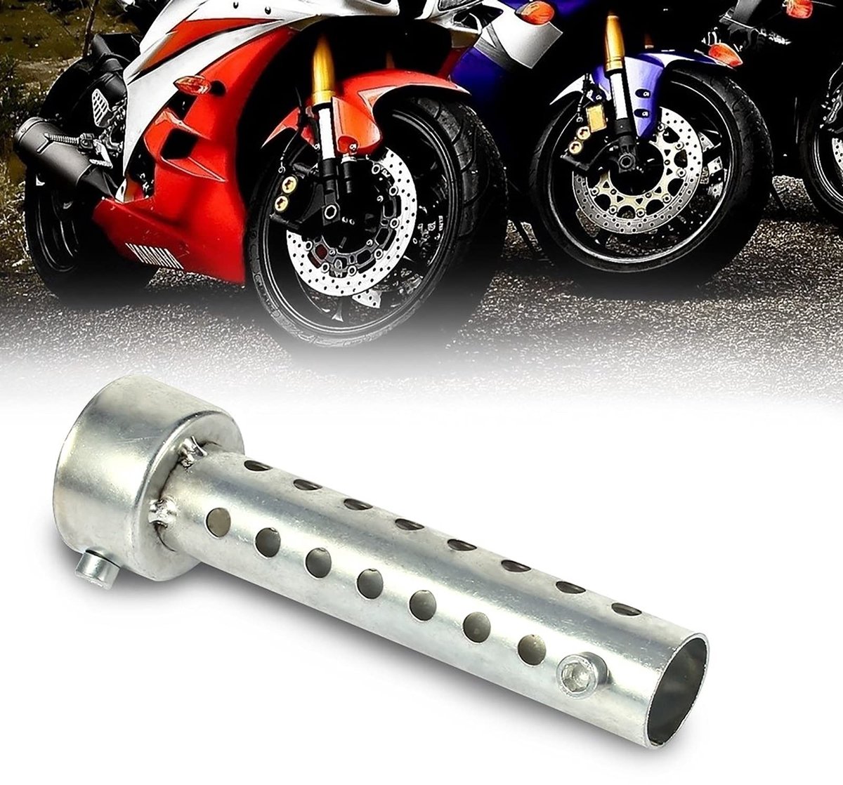 BRENZOOS- Uitlaatdemper Universeel - DB Killer - Scheidingsinzetstuk - Zilver - 42 mm - Hoogwaardige kwaliteit - Motorfietsuitlaat