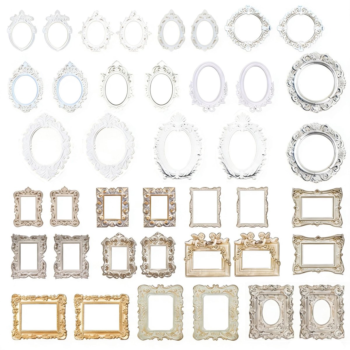 Dailygoods- Fotolijst 40 Stuks - Vintage Kanten Frame - Scrapbook Accessoires - Mini-Fotolijst - Creatief Knutselen - Bruin/Wit Materiaal