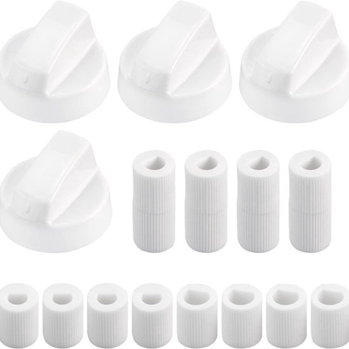 4-delig, vervangset voor draaiknop, binnendiameter 6mm8mm, vervangstuk voor ovenknop, wit