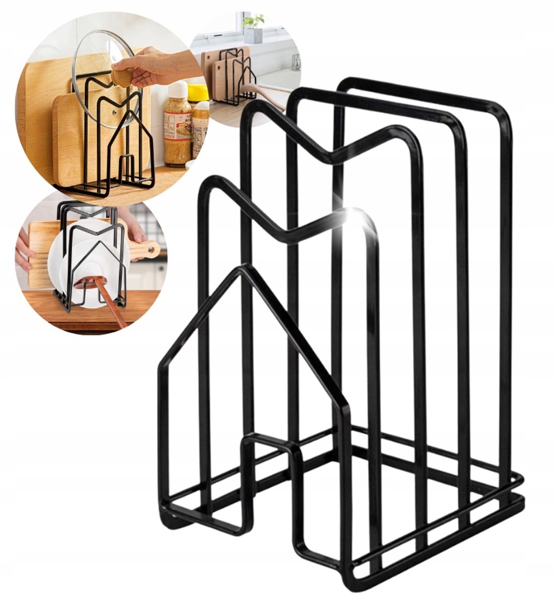 Zwarte Metalen Organizer voor Keuken & Kantoor - Deksel, Plank, Boekhouder