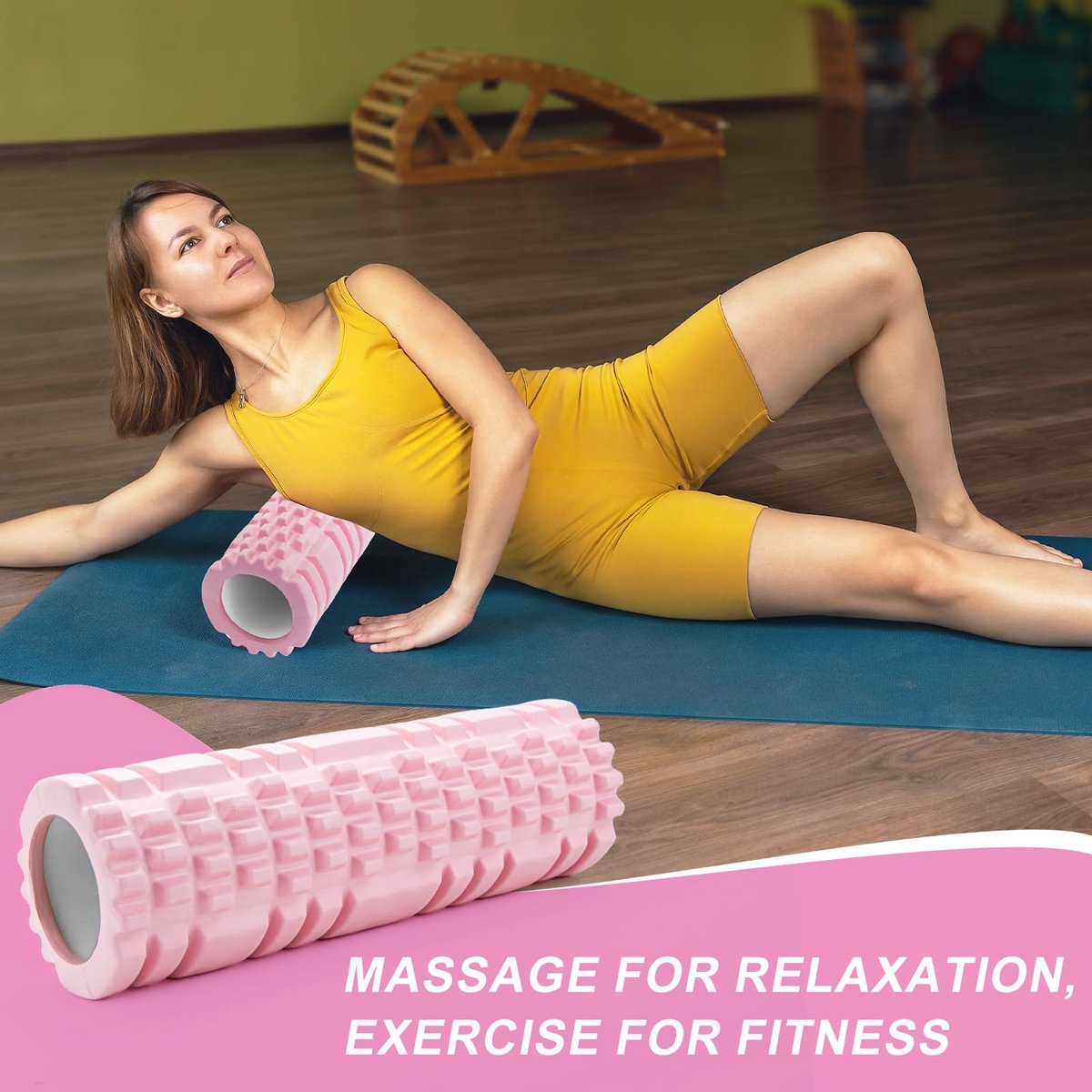 Foam Roller Roze - Fascia Massage Roller - Voor Rug, Nek, Benen en Taille - 30 x 8 cm - Yoga en Hersteltraining