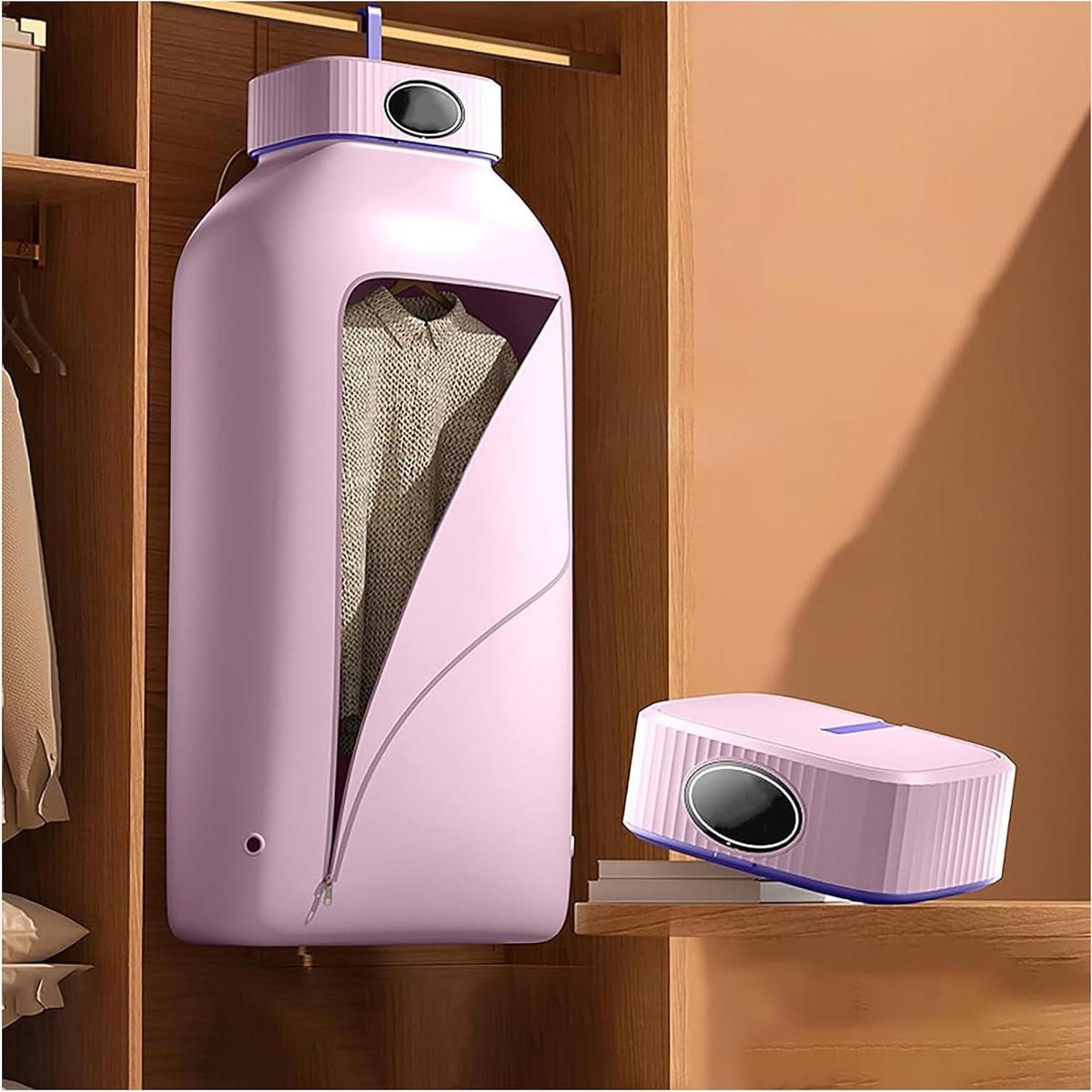 Draagbare Wasdroger - Compacte Droger - Snel Kleding Drogen - Met UV Ontsmetting - Instelbare Timer - Roze