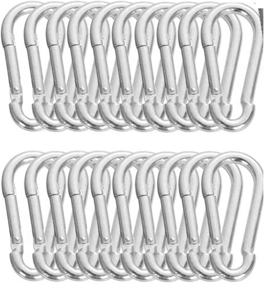 Mini Karabijnhaak Set - Veer Clip - Outdoor Bevestiging - Aluminium D Vorm - 20 Stuks - Zilver