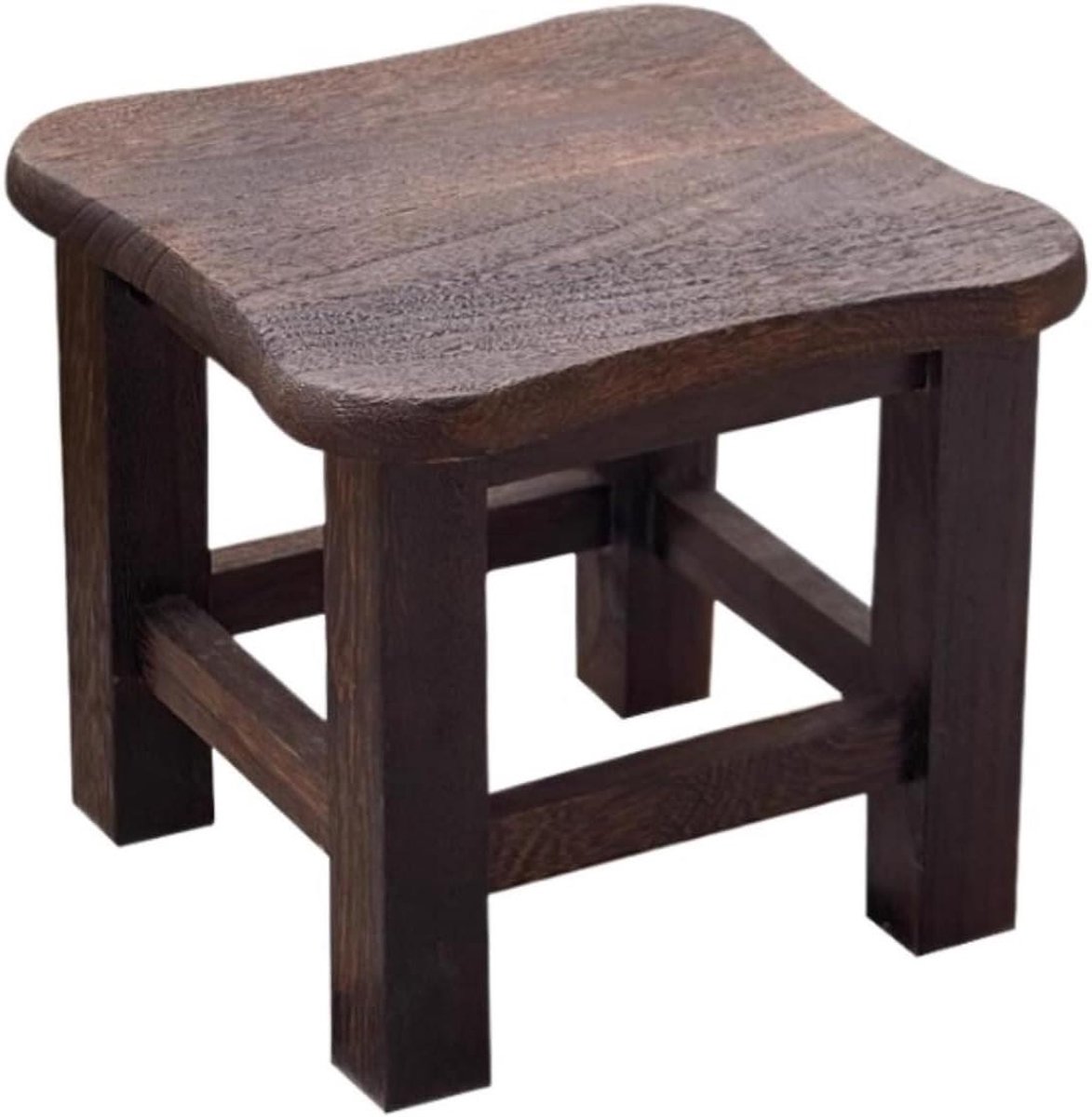 Houten Voetenbankje - Plantenstandaard Meubel - Ontspanning en Decoratie - Natuurlijke Houtnerf - 26x26x23 cm - Natuurlijk Hout