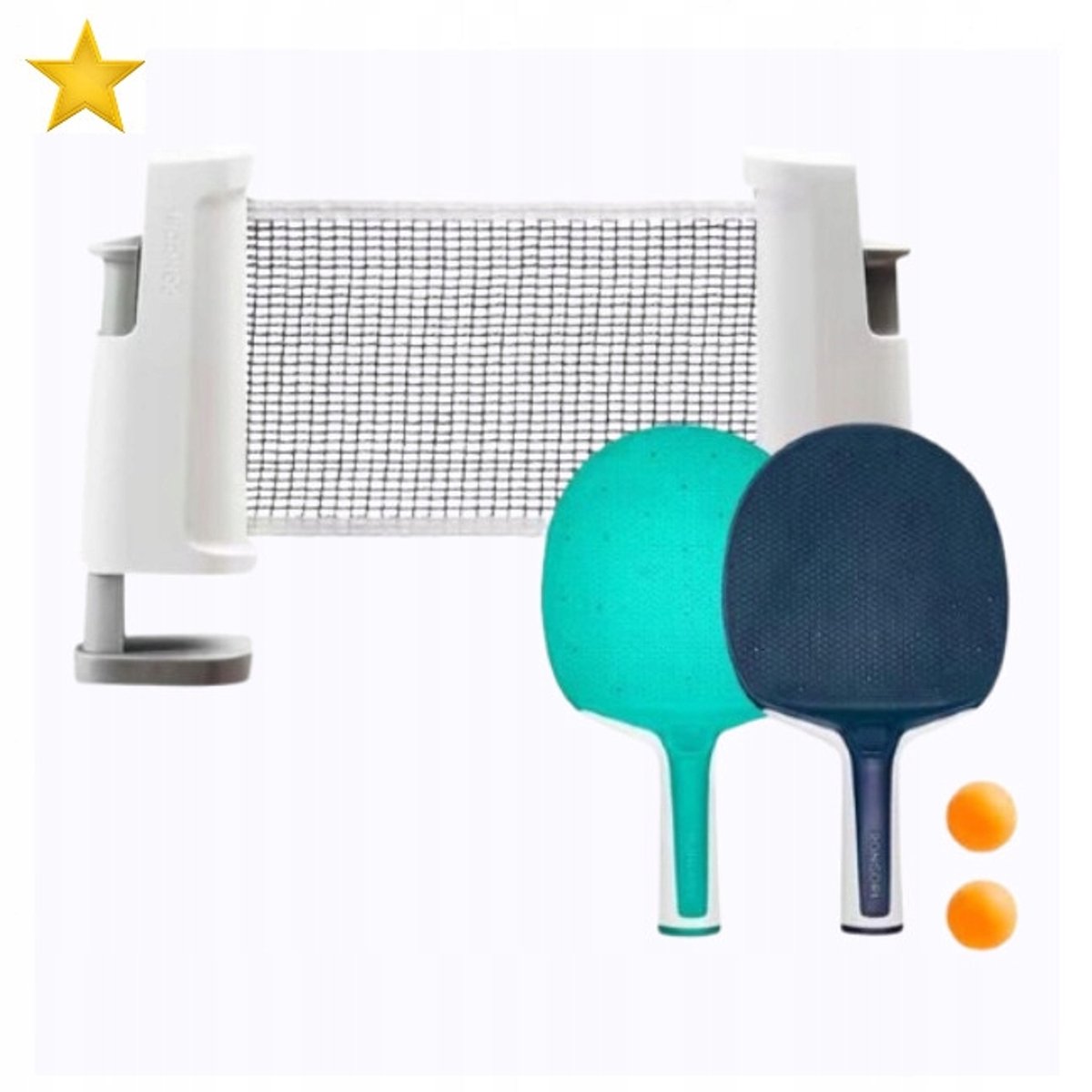 Ping Pong Tafeltennis Set: 2 Batjes, 2 Ballen, Net