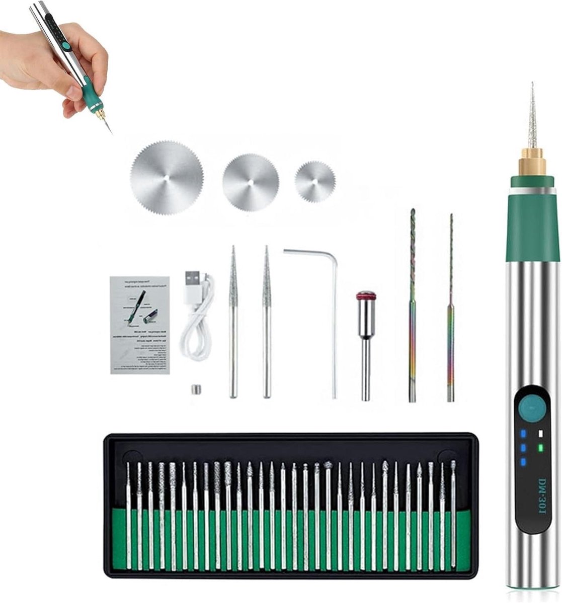 Graveer Pen - Mini Boor - Hobby Projecten - Verstelbare Snelheid - USB Oplaadbaar - Zwart