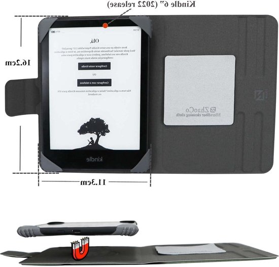 Universele Afneembare Hoes voor 6'' Kindle 2024/2022 en Kobo Nia/Clara 2E/Clara HD, Lichtgewicht Bescherming met Meerdere Kijkhoeken - Grijs van Universele — afbeelding 2