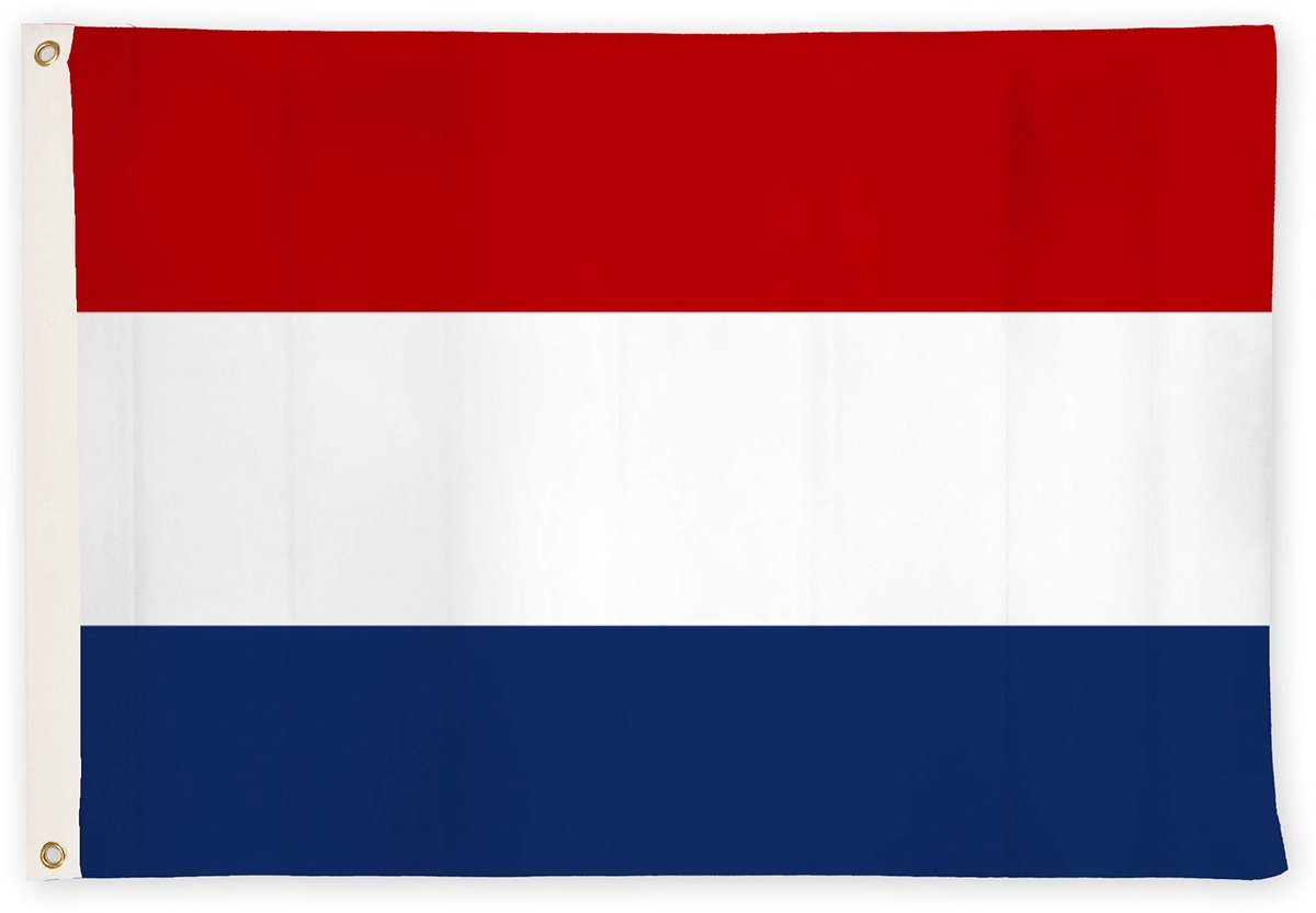 Nederlandse Vlag - 90 x 150 cm - Met 2 Metalen Oogjes - Weerbestendig - Driekleur