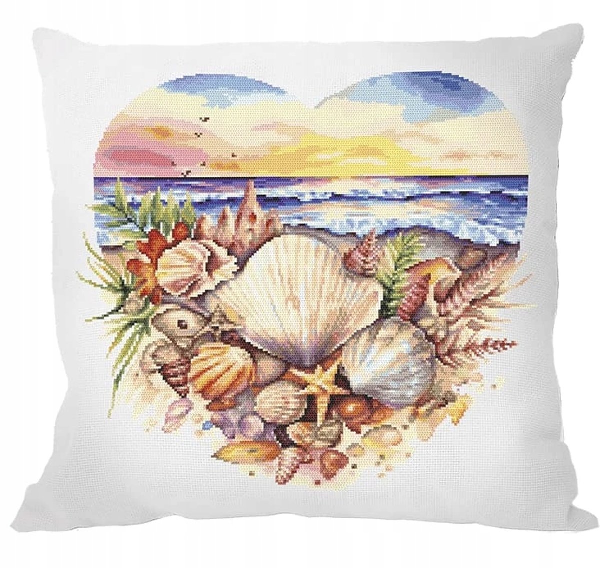CORICAMO Kruissteek Set: Kussen 'Zee in het Hart' 40x40cm