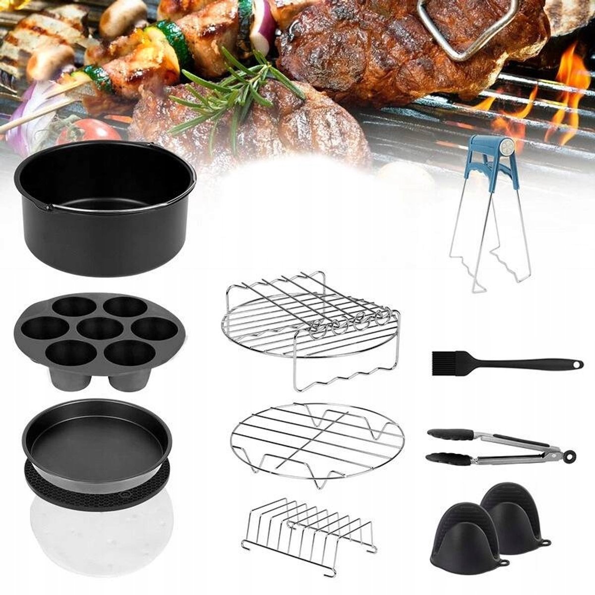8-delige Airfryer Accessoireset met 100 bakpapiertjes