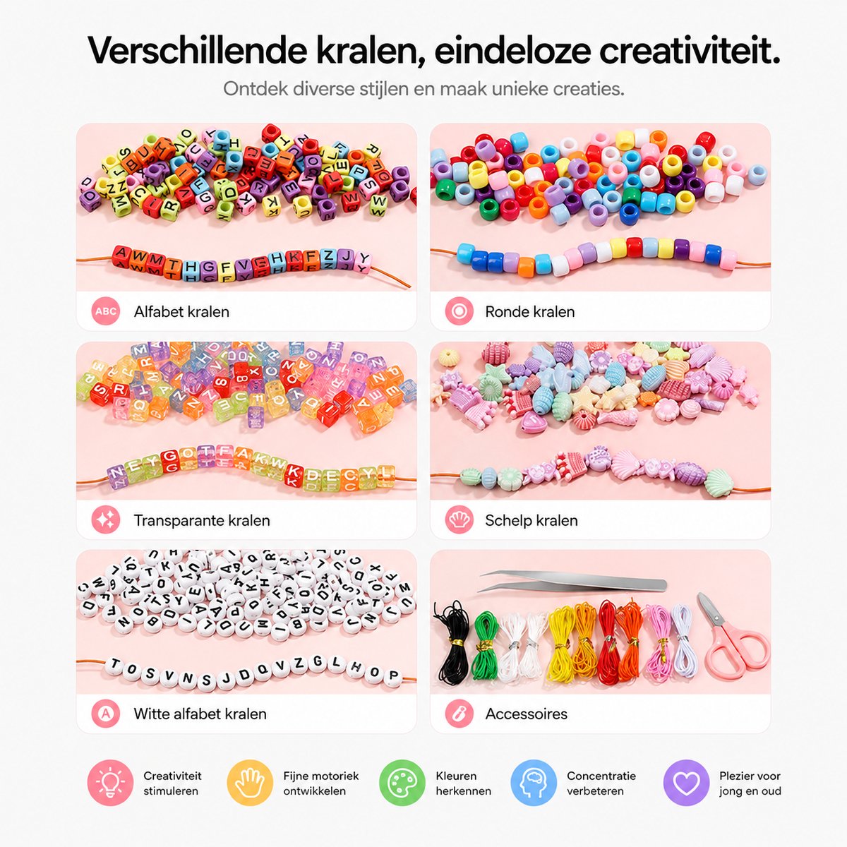 BOTC Sieraden Set - knutselen meisjes - armbandjes maken meisjes - Sprankelende Sieraden Maken Pakket - Kralen Set - 1050-Delig - Maak je eigen sieraden - Kettingen & Armbanden - Kralenketting Telefoon Meisjes & Dames — afbeelding 8