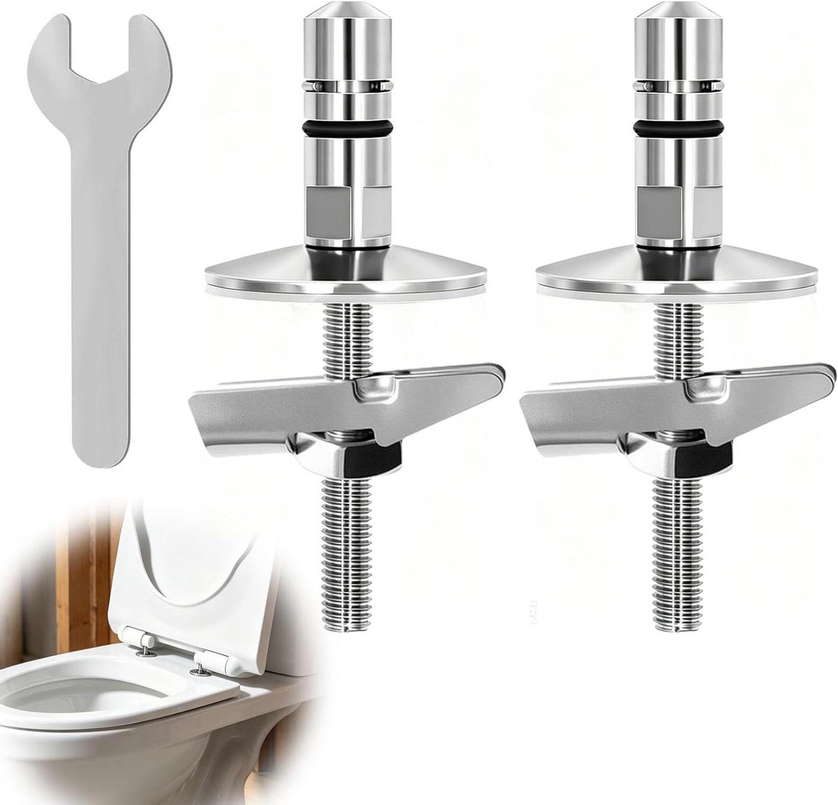 WC-bril scharnieren - Bevestiging toiletdeksel - Badkamer reparatie - Roestvrij staal - M6 x 715 mm - Zilverkleurig