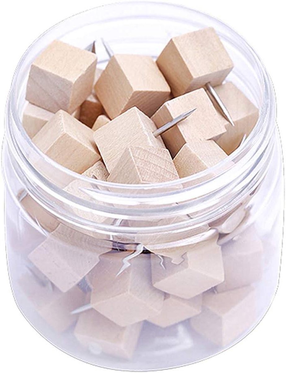 Houten Duwspelden - Decoratieve Kopspijkers - Knutselen en Decoratie - Overschilderbaar Hout - 50 Stuks - Natuurlijk Hout