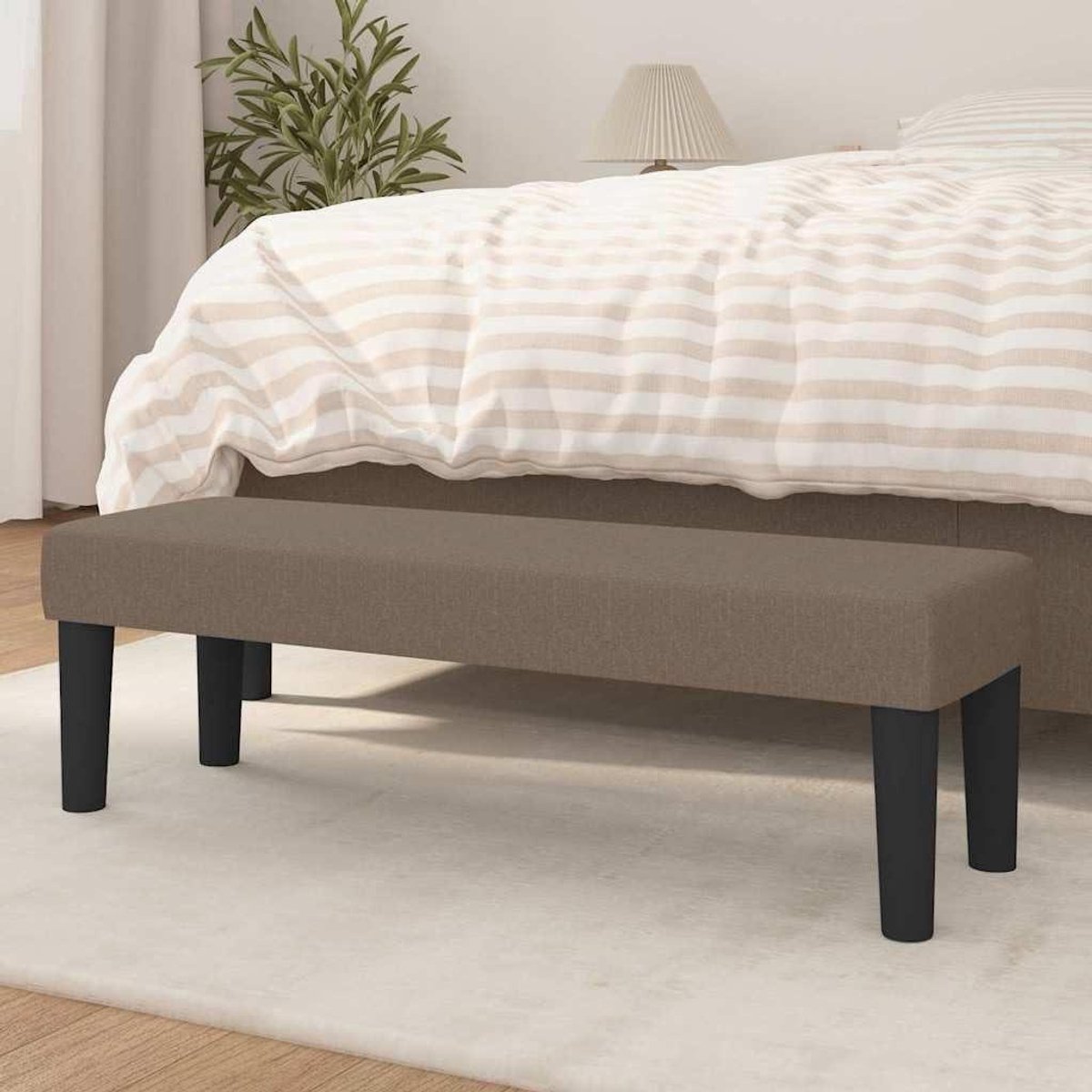 Zitbank - Bedbank Slaapkamerbank - Extra Zitplek Creëren - Duurzame Stoffering - 100 x 30 x 30 cm - Taupe