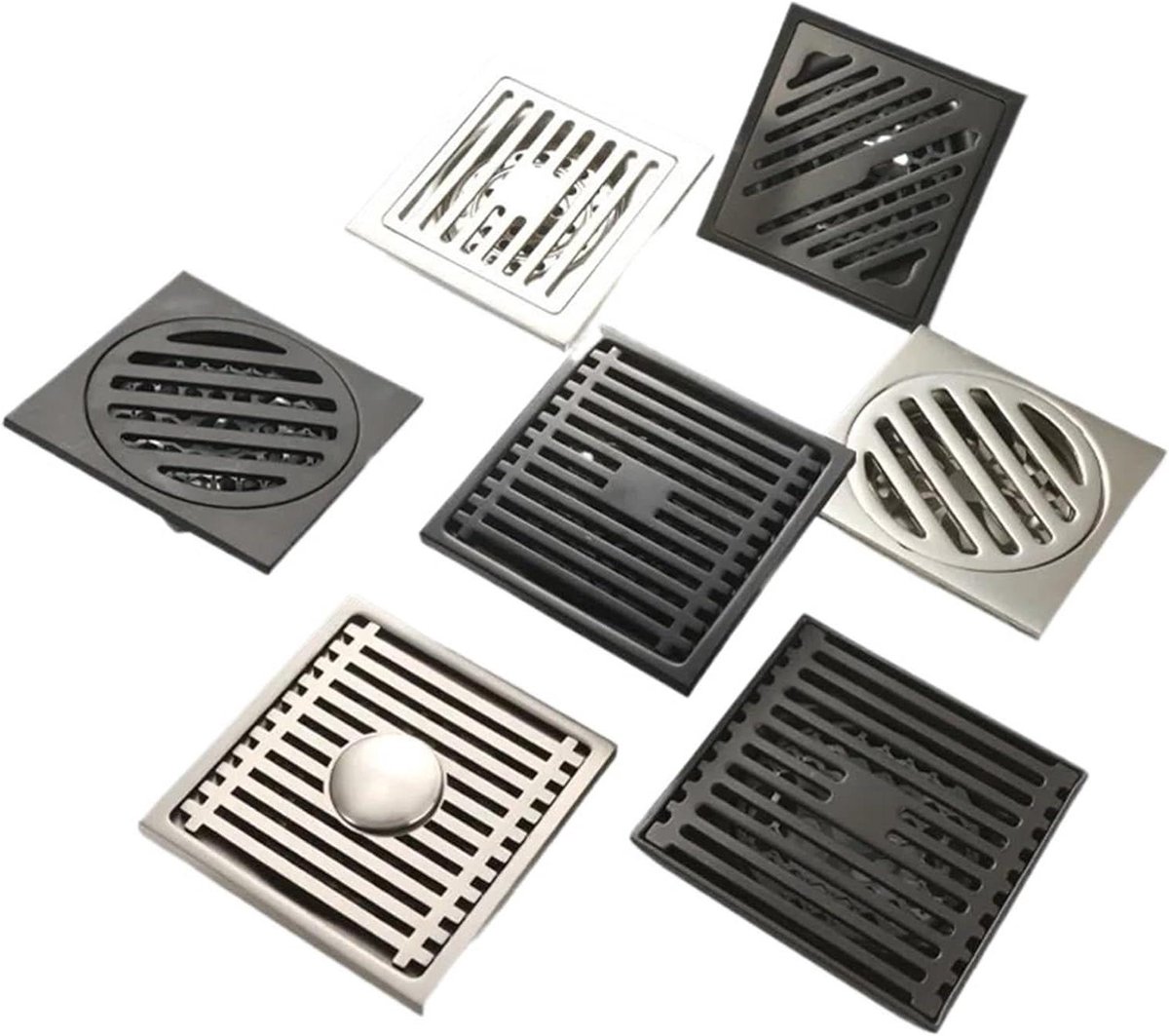 Vloerafvoer Rooster - Afvalwater Rooster - Efficiënte Drainage - Roestvrij Staal - 100x100 mm - Chroom