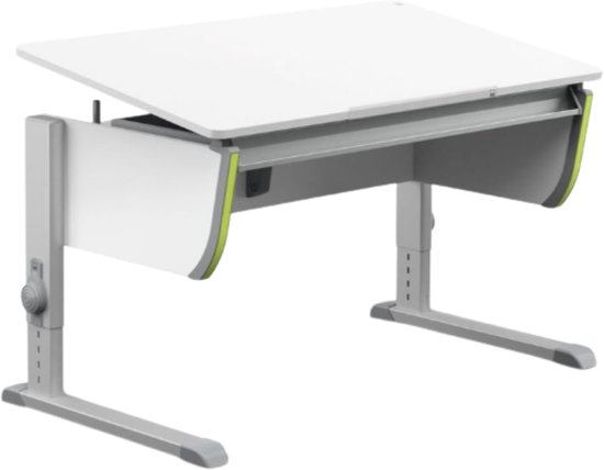 Moll Joker Kinderbureau - In hoogte verstelbaar - Kantelbaar blad - Ergonomisch en meegroeiend bureau - Voor schoolkinderen - Wit/Grijs