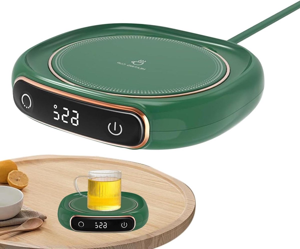 Bureaumokwarmer - Bekerwarmer - Dranken Warm Houden - Instelbare Temperatuur - 13 x 11.7 cm - Groen