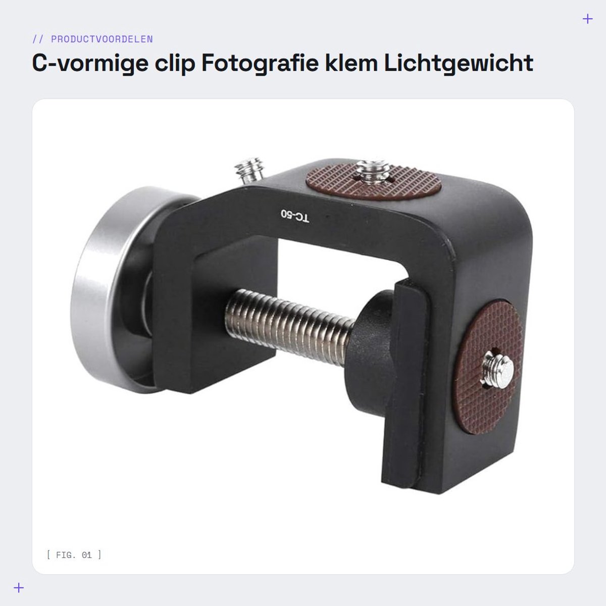 Dailygoods- C-klem lichtgewicht - C-klemopname - 4 kg draagvermogen - 1/4 inch schroefinterface - schokabsorberend - aluminiumlegering - Camera Klem