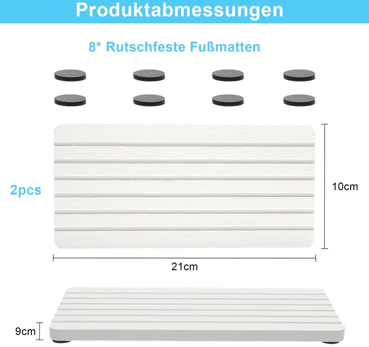 Dailygoods- Onderzetters Waterabsorberend - 2 Stuks - Antislip - Diatomietsteen - Badkamer/Keuken - 21 x 10 x 0,9 cm - Druipmat