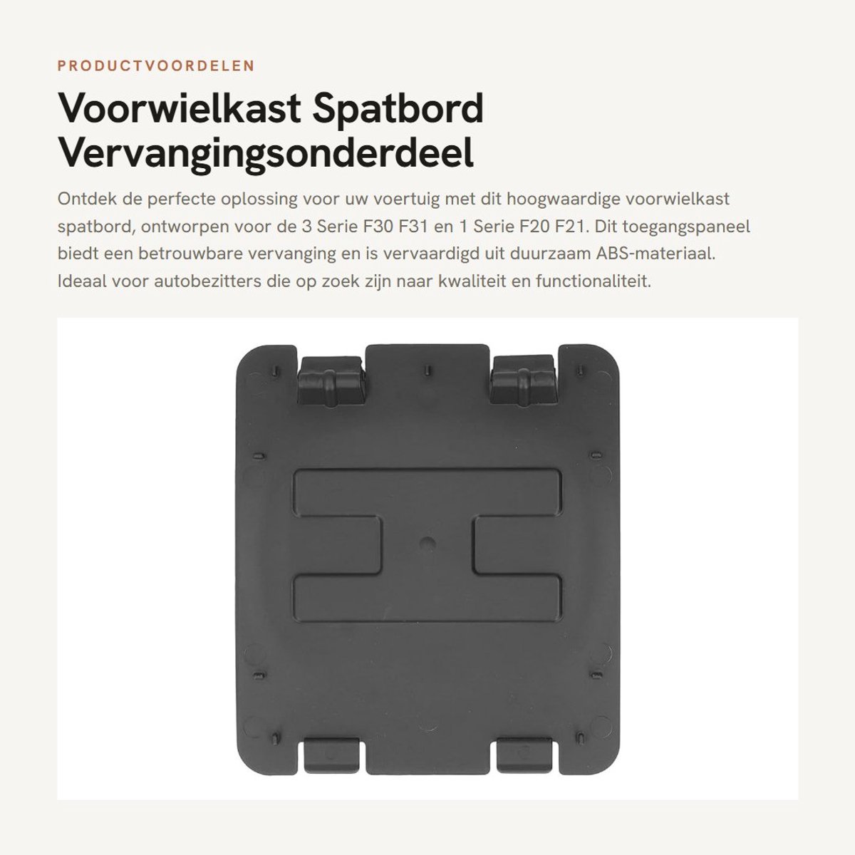 Dailygoods- Voorwielkast Vervanging voor 3 Serie F30/F31 - Toegangspaneel - Voering - ABS - Perfecte Montage - OEM 51717260397 - Spatbord