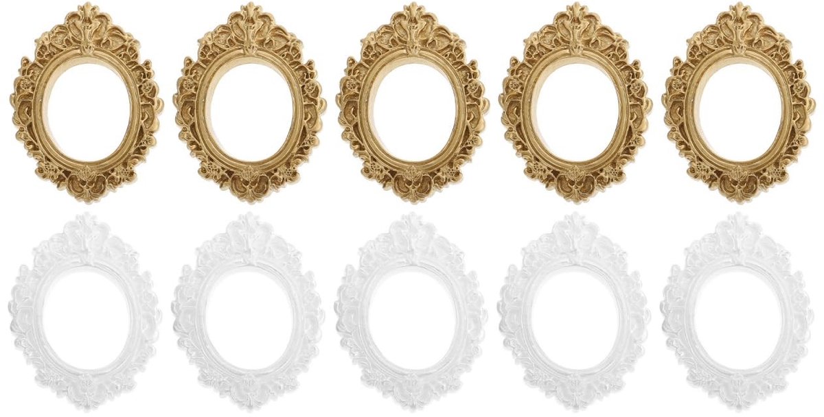 Dailygoods- Fotolijst Mini - 10 Stuks Kunsthars - Vintage Frame - Retro Design - Decoratie - Veilig en Duurzaam - Fotolijsten