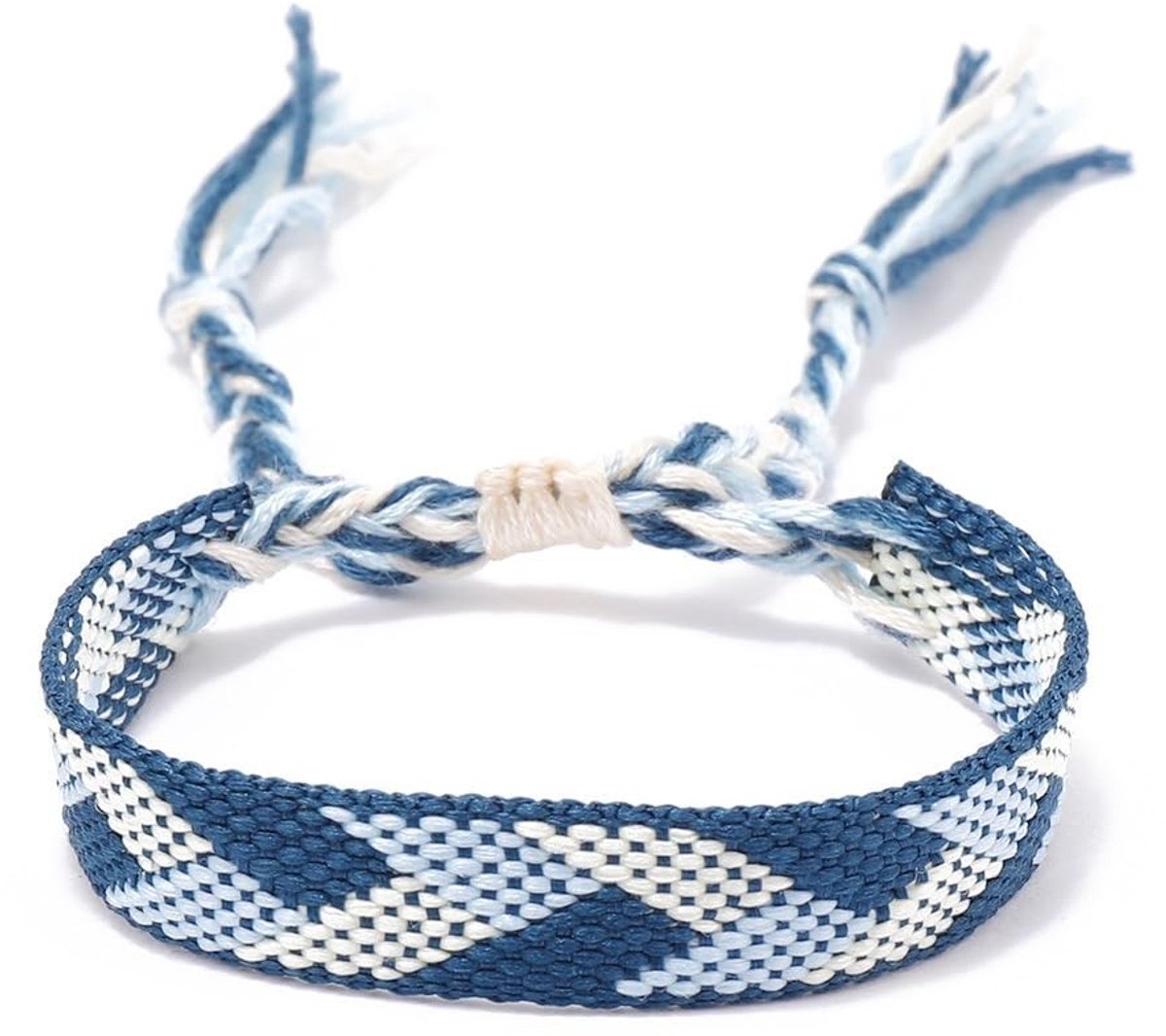 Dailygoods- Vriendschapsarmbanden 2 Stuks - Brede Verstelbare Armband - Handgemaakt Nylon/Katoen - Cadeau voor Vriendin - Omtrek 14-30 cm - Kleurrijk Design