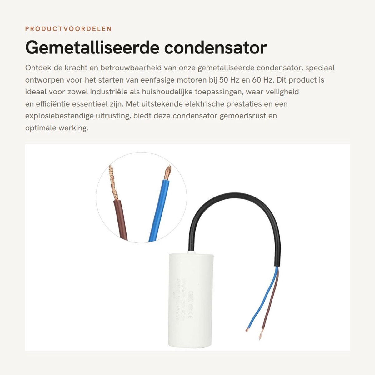 Dailygoods - Gemetalliseerde condensator - Condensatormotor aandrijving - Hoge temperatuurweerstand - Witte condensator - Betrouwbare isolatieprestati...
