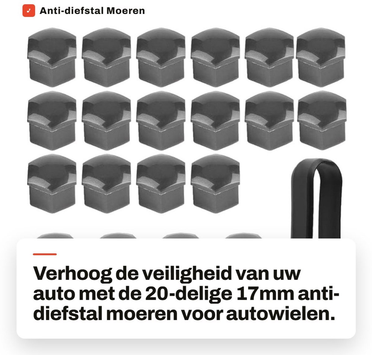 Dailygoods- Wielmoer 20 Stuks - Wielmoerkapjes 17 mm - Antidiefstal - Bescherming - Bevestiging - Schokbestendig - Wielmoerkap