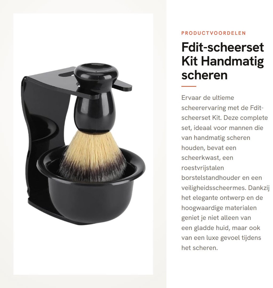 Dailygoods- Scheerset Hoogwaardige ABS-hars - Scheerkwast - Veiligheidsscheermes - Scheerzeepkom - Borstelset - 3 Stuks - Scheerkit