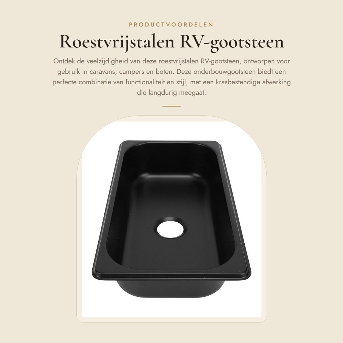 Dailygoods- Onderbouwgootsteen Krasbestendig - 304 Roestvrij Staal - Afvaluitlaat 40 Mm - Multifunctionele Spoelbak - Voor Camper/Boot - Duurzaam en Hittebestendig - Camperspoelbak