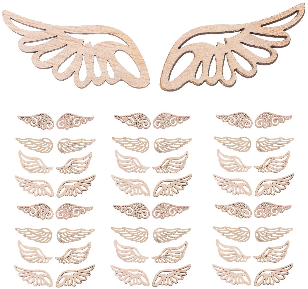 Dailygoods- Engelenvleugels 80 Stuks - Houten Ornamenten - Creatieve