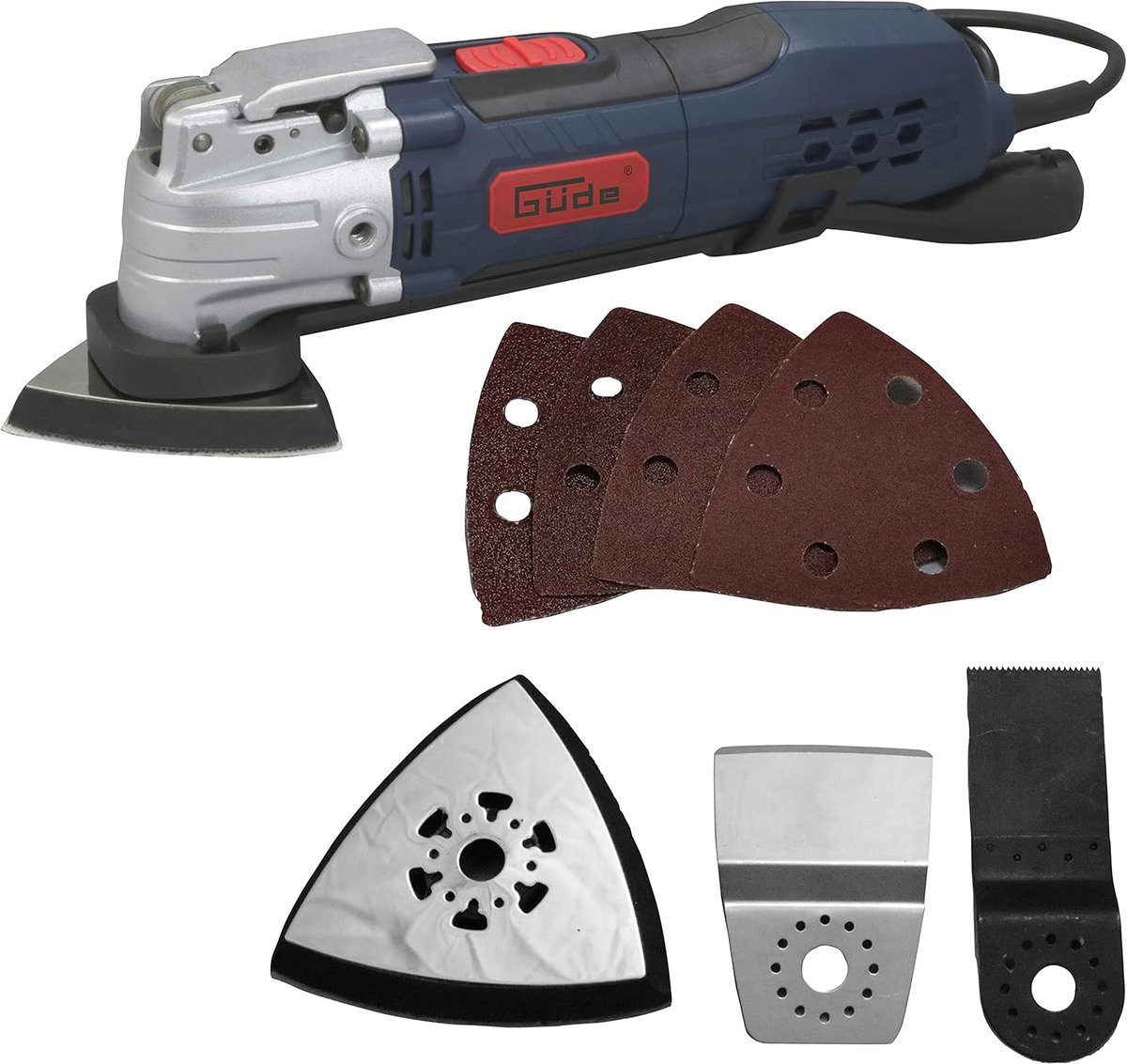 Multitool - Oscillerend gereedschap - Klussen en verbouwen - Gereedschapsloos wisselsysteem - 395 x 208 x 95 cm - Blauw rood