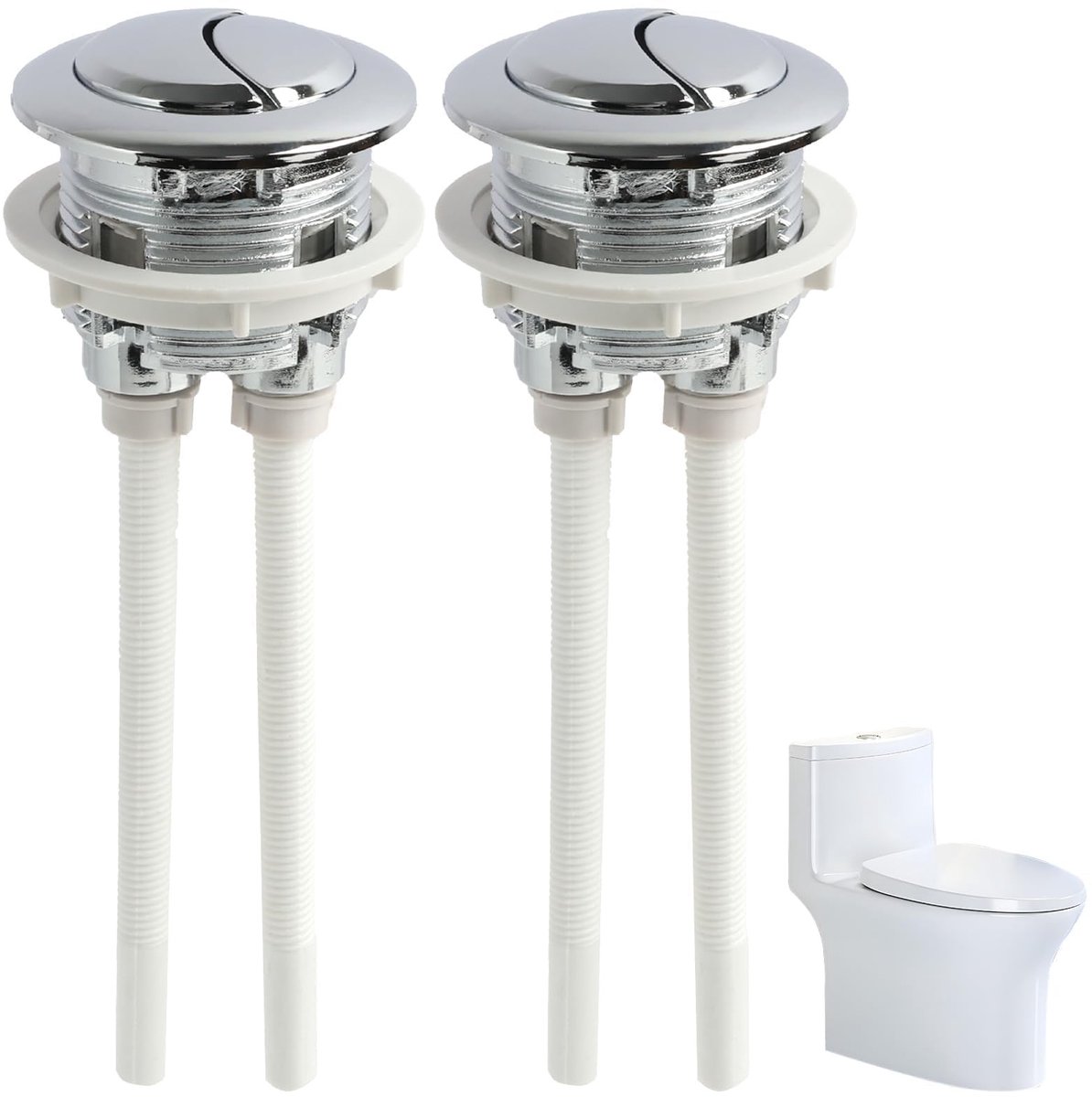 Dailygoods- WC-Spoelknoppen Set van 2 - Universeel - Dubbele Spoeling - Waterzuinig - Eenvoudige Installatie - Modern Design - Toiletknoppen