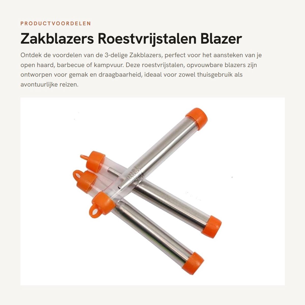 Dailygoods- Luchtblazer 3-delig - Roestvrij Staal - Opvouwbaar - Zakblazer - Kampvuurblazer - 8-verdiepingen ontwerp - Blazertube