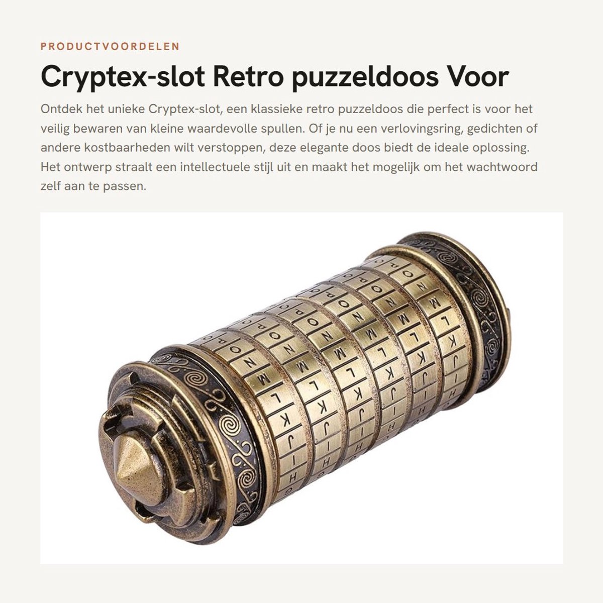 Dailygoods- Cryptex-slot klassiek ontwerp - Puzzledoos houder - Metalen puzzeldoos - Wachtwoord wijzigen - Duurzaam materiaal - Verrassing voor geliefde