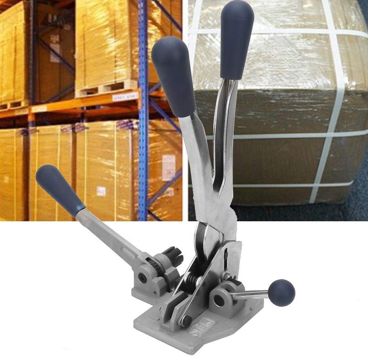 Dailygoods- Omsnoeringsverpakkingsmachine 3-in-1 - Handmatige Stalen Bandspanner - Verpakkingsmachine voor Plaatmetaal - Houten Doos Verpakking - Efficiënt en Duurzaam - Gewicht 2681 g