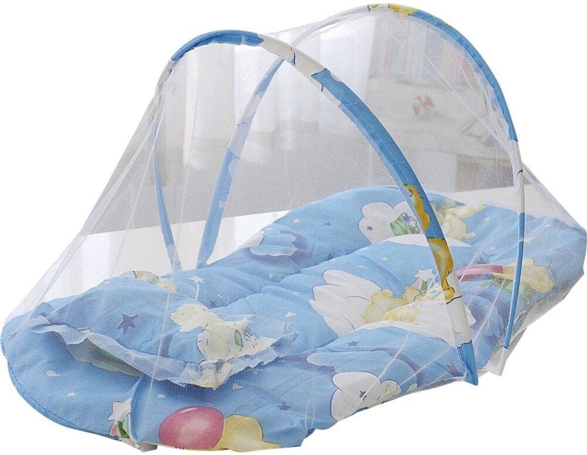 Draagbaar Babybed - Nachtnet Kinderen - Bescherming Tegen Insecten - Lichtgewicht Opvouwbaar - 92 x 48 cm - Blauw