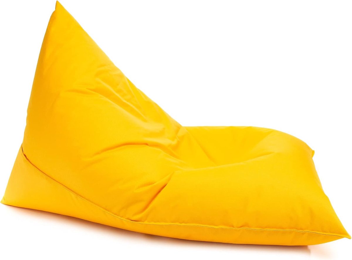 Driehoekige zitzak - Bean bag poef - Ontspannen zitten - Gevuld met EPS parels - 100 x 150 cm - Geel