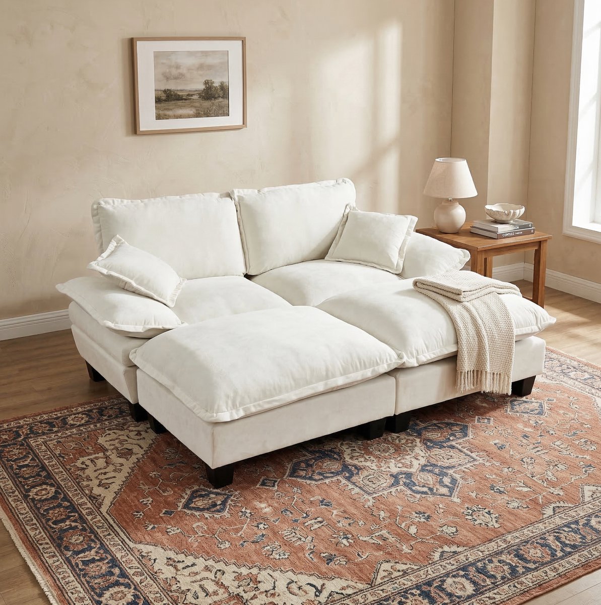 HAUSS SPOLE Hoekbank - Modulaire Cloud Bank - Met Verplaatsbare Ottomanen En Kussens - Voo