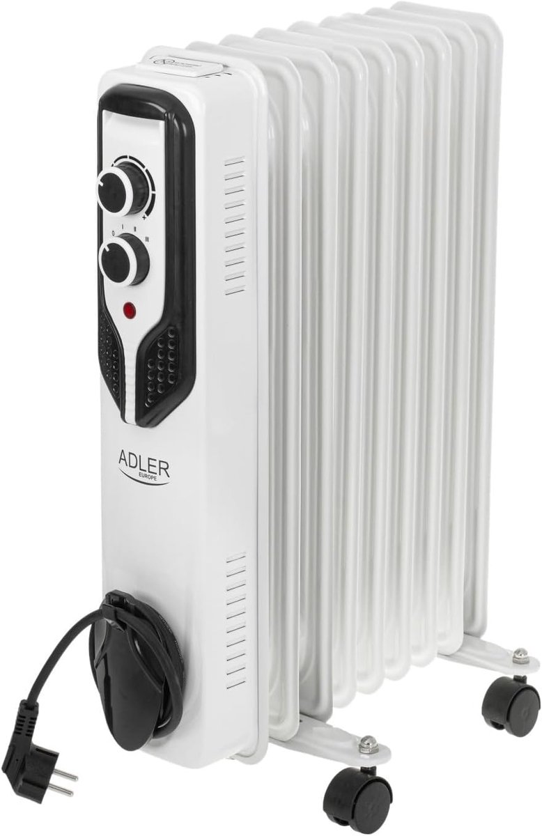 Olie Radiator - Elektrische Kachel - Ruimte Verwarmen - 9 Ribben - 2000W - Wit