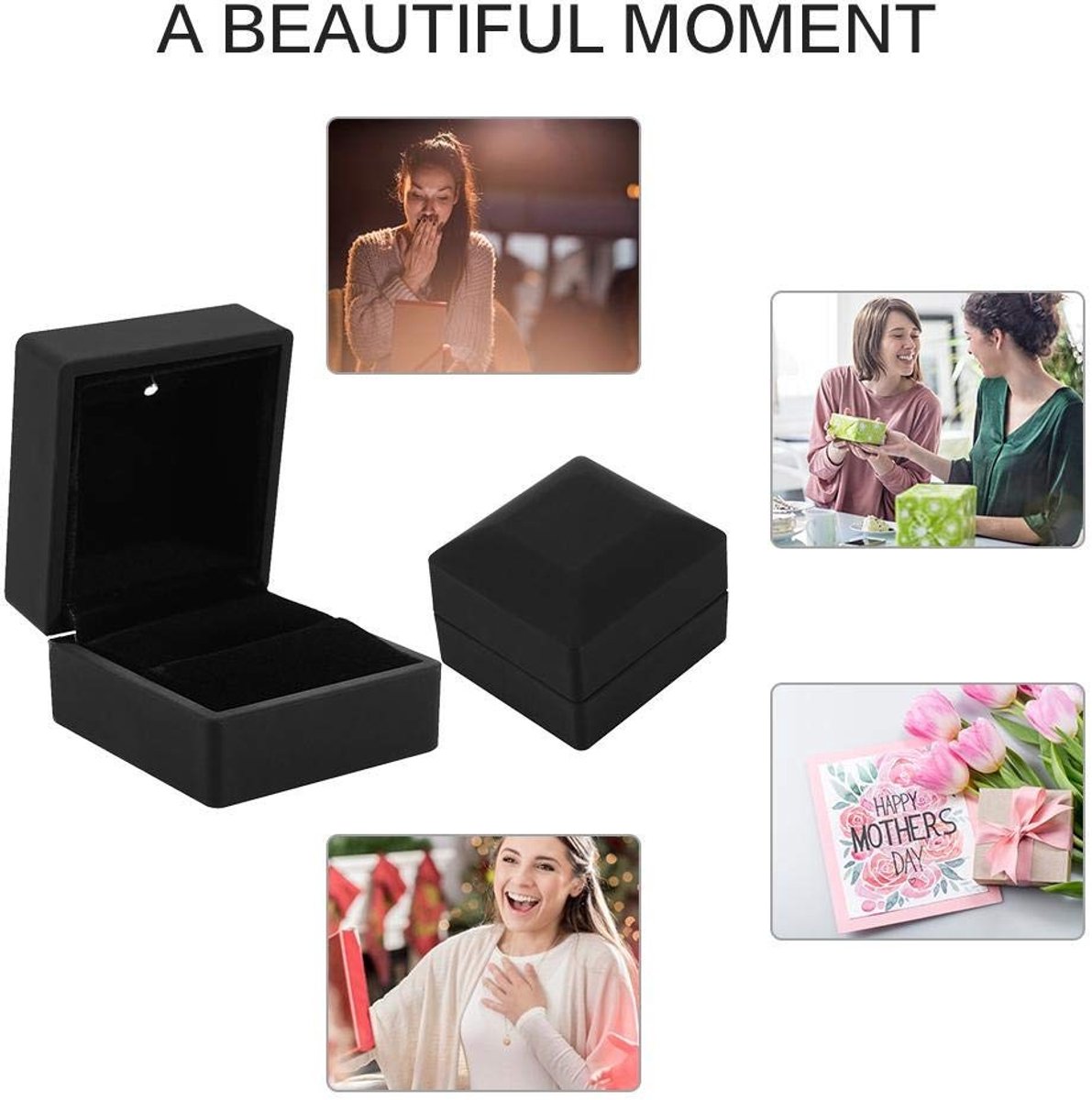 Dailygoods - Sieraad Geschenkdoos - Verlicht - Wit - Voor Ringen en Kettingen - Luxe Opbergtas - Perfect voor Verjaardagen en Liefdesverklaringen