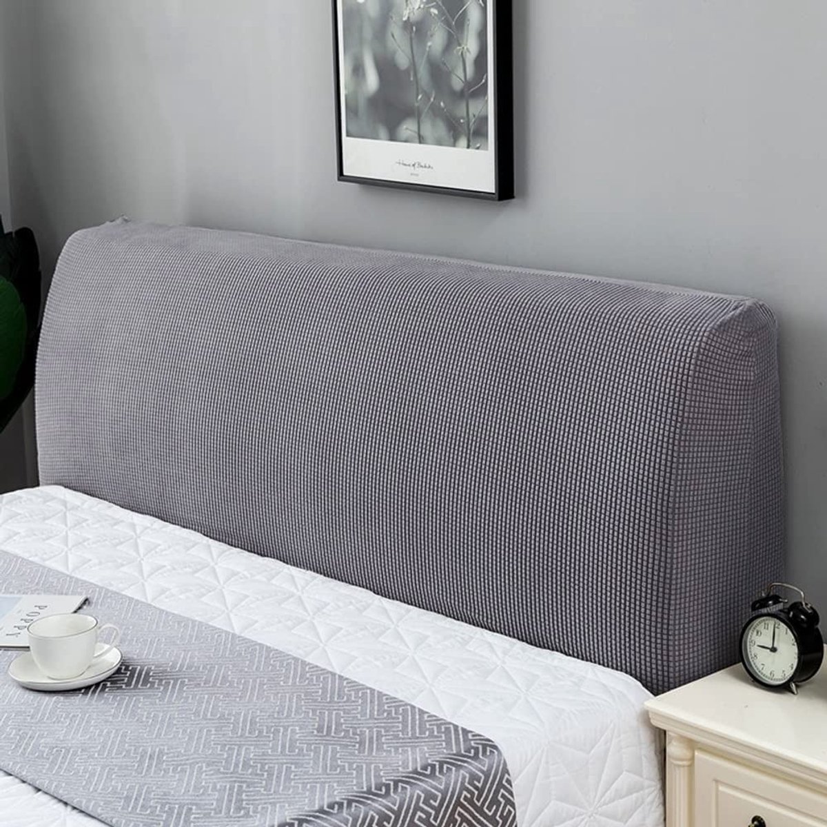 Dailygoods- Dekbedovertrek Uittrekbaar - Donkergrijs - Geschikt voor bedhoofdborden 120-240 cm - Materiaal 95% polyester - Inclusief dekbed - Verstelbaar in maat - Hoofdbordhoes