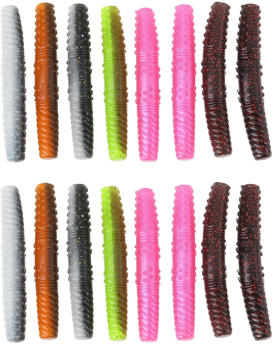 Dailygoods- Aas 16 Stuks - Zacht Plastic - TRD-Stijl - Voor Baars/Snoekbaarzen - Zoetwater/Zoutwater - 6,5 Cm Lengte - Kunstaas