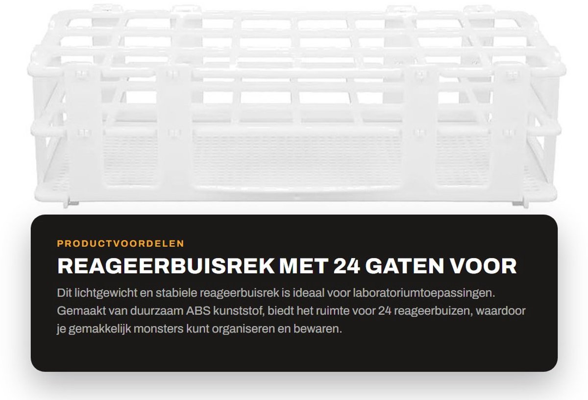 Dailygoods- Reageerbuisrek Lichtgewicht - 24 Gaten - Bemonstering Houder - Verwijderbaar Rek - Duurzaam ABS Kunststof - Stabiel en Eenvoudig te Gebruiken - Laboratoriumrek
