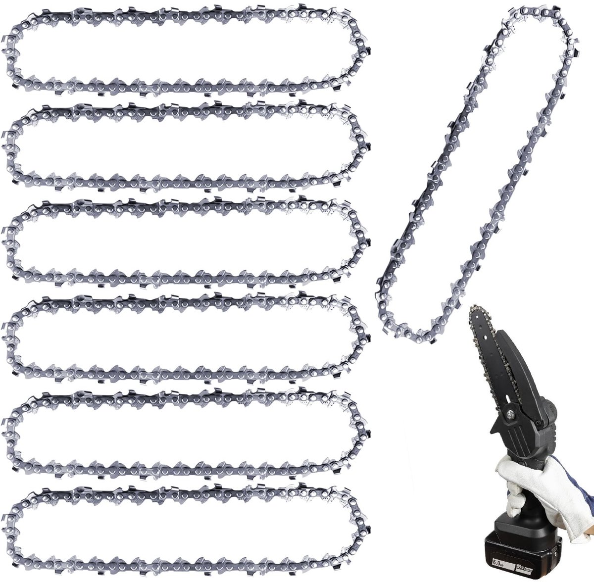 Dailygoods- Zaagketting 15 cm - 7 Stuks - Vervangingsketting - Mini-Kettingzaag - Robuust en Duurzaam - Eenvoudig te Installeren