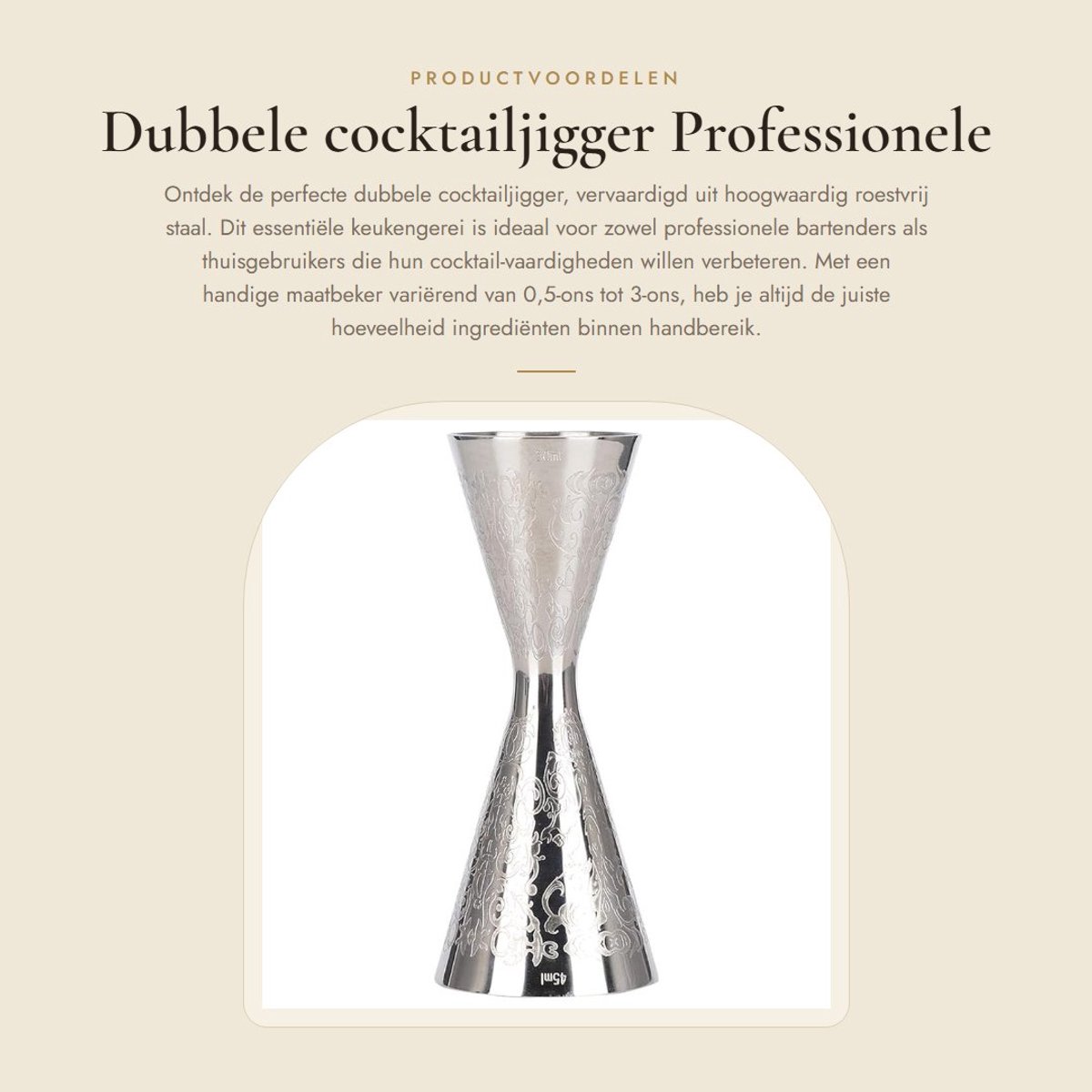 Dailygoods- Cocktailjigger Professionele Japanse - Maatbeker 0,5/3-ons - Roestvrij Staal - 4,6-inch - Keukengereedschap - Nauwkeurig en Duurzaam
