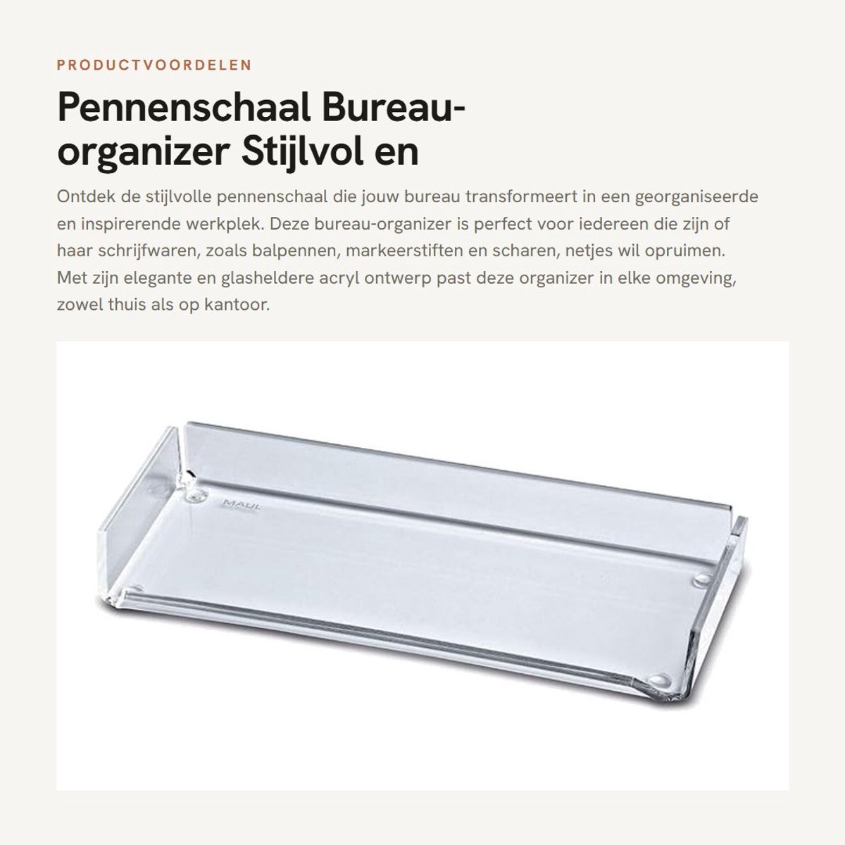 Dailygoods- Pennenhouder Stabiel - Bureau Organizer - Acryl - Desk Organizer - Pennenbakje - Meubelvriendelijk - Compact Ontwerp - Bureauorganizer