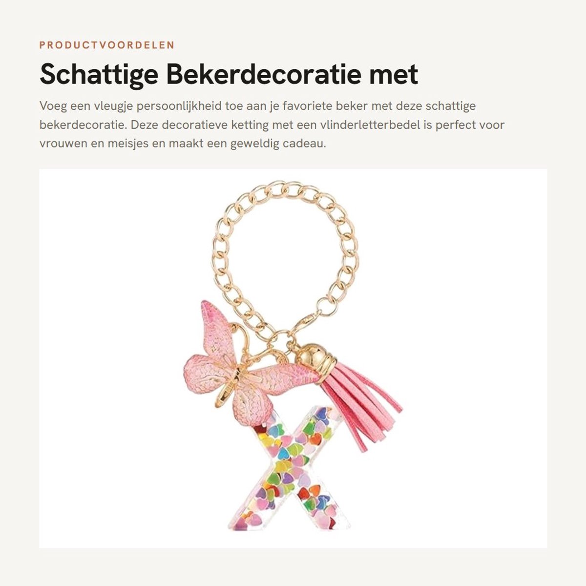 Dailygoods - Schattige Bekerdecoratie met Vlinderletterbedel voor Handvat
