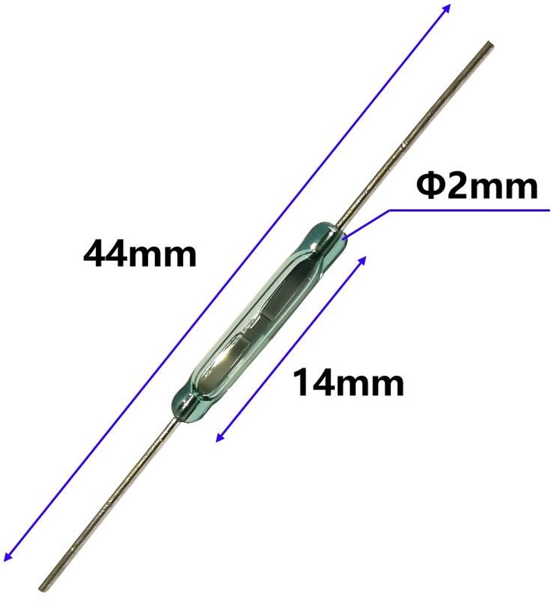 Dailygoods - Plastic Reed-schakelaar - Glas Reed-schakelaar - Magnetische inductieschakelaar - 10 stuks - 2.5 mm x 14 mm - 2 mm x 14 mm - Geschikt voo...