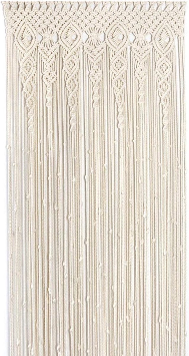 Dailygoods - Koordgordijn - Wandbehang - Boho - 100 x 200 cm - Kunstdecoratie - Voor Deuren en Ramen - Katoendraad